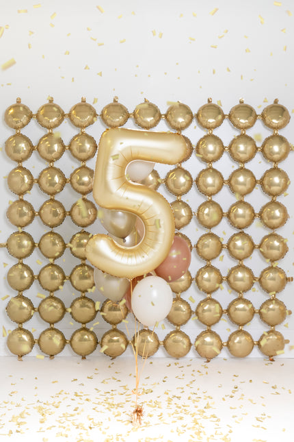 Globo Figura 5 Años Oro Satinado Foil Vacío 86cm