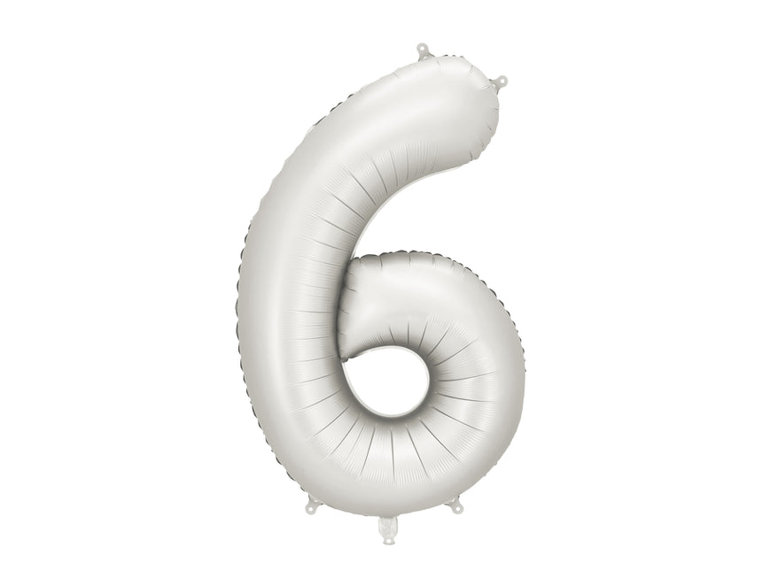 Globo Figura 6 Años Plata Satinado Foil Vacío 86cm