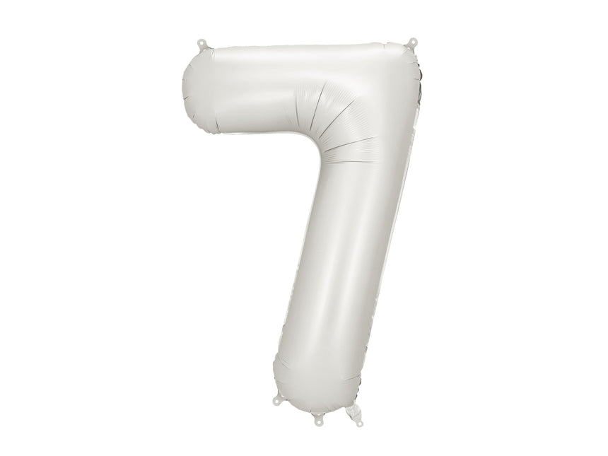 Globo Figura 7 Años Plata Satinado Foil Vacío 86cm
