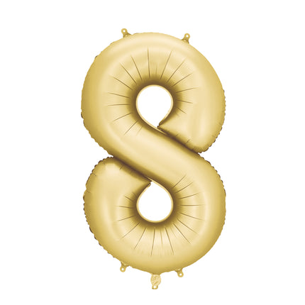 Globo Figura 8 Años Oro Satinado Foil Vacío 86cm
