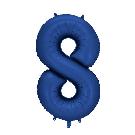 Globo Figura 8 Años Azul Satinado Foil Vacío 86cm