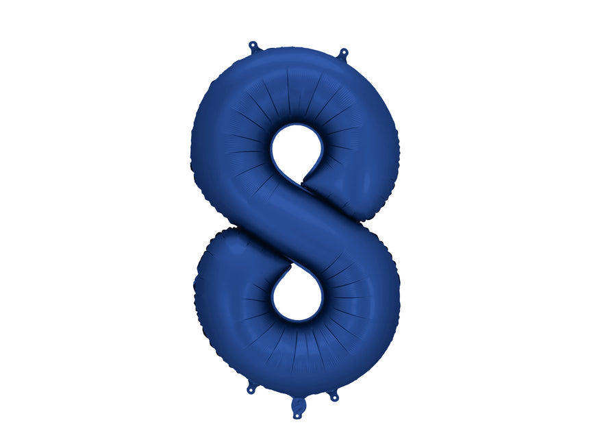 Globo Figura 8 Años Azul Satinado Foil Vacío 86cm
