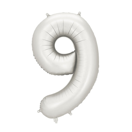 Globo Figura 9 Años Plata Satinado Foil Vacío 86cm