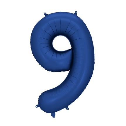 Globo Figura 9 Años Azul Satinado Foil Vacío 86cm