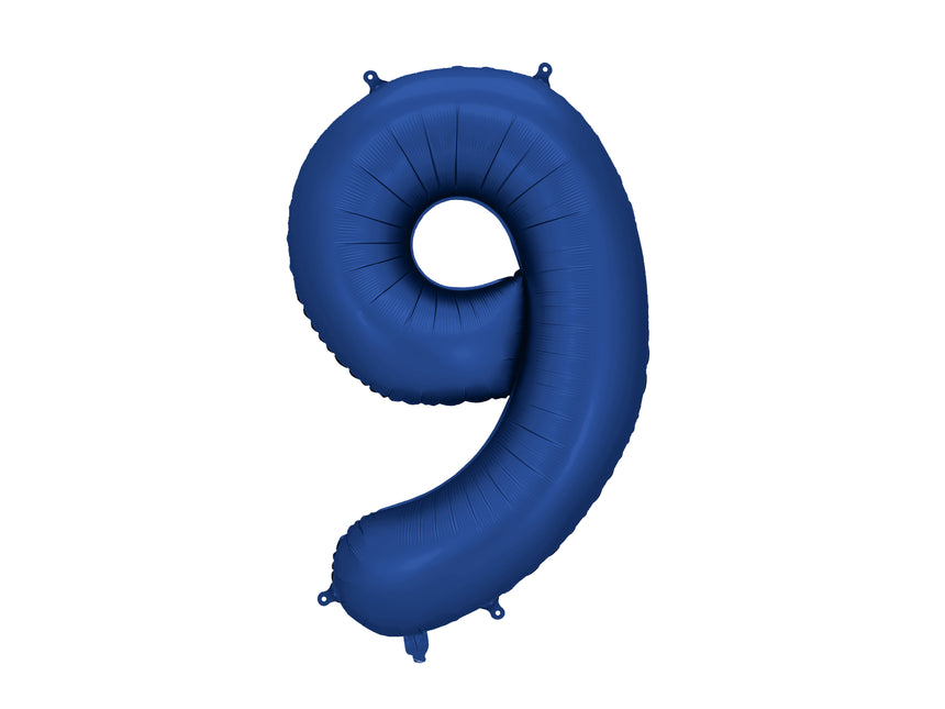Globo Figura 9 Años Azul Satinado Foil Vacío 86cm