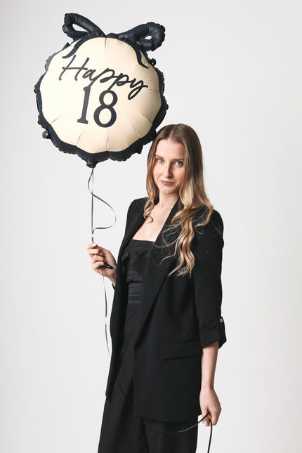 18 Años Globo de Helio Negro Blanco 53cm