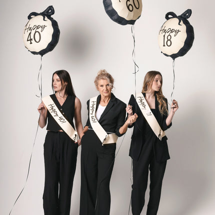 18 Años Globo de Helio Negro Blanco 53cm
