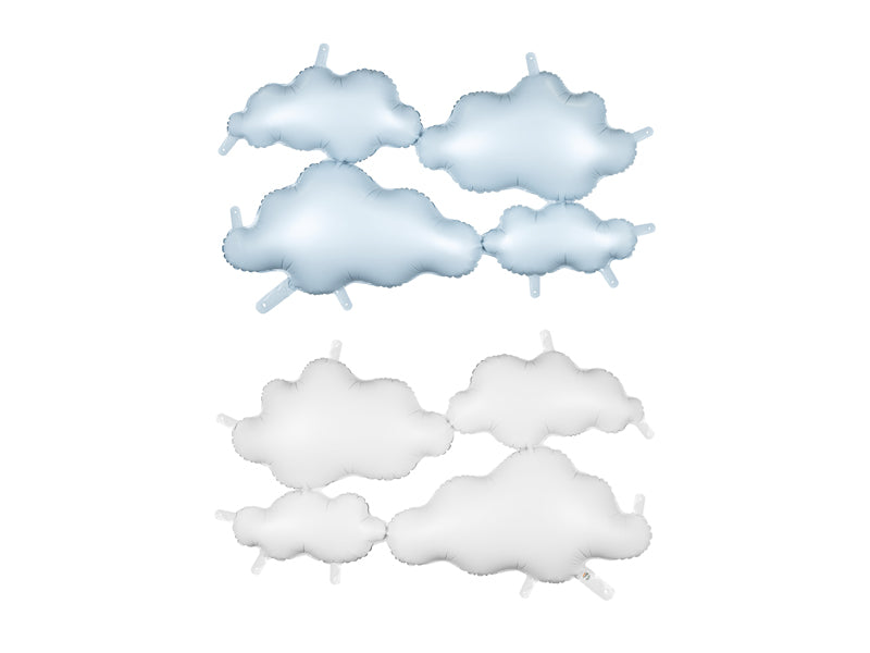 Globo de aluminio de doble cara Nubes de fondo, 99x52 cm, blanco-azul claro