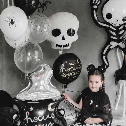 Globo de Helio Halloween Blanco Negro Calavera Vacio 41cm