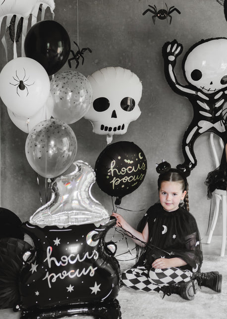 Globo de Helio Halloween Blanco Negro Calavera Vacio 41cm