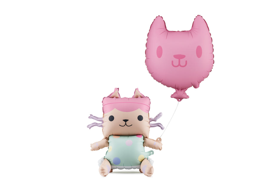 Baby Box & Globos de foil de gato, 43x46 cm y 35x37 cm