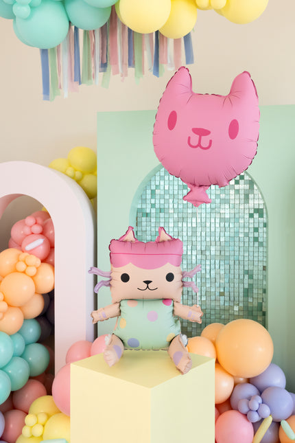 Baby Box & Globos de foil de gato, 43x46 cm y 35x37 cm