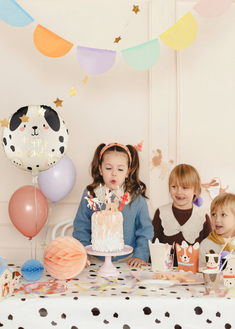 Globo redondo Perro Feliz Cumpleaños, 35x35 cm, mezcla