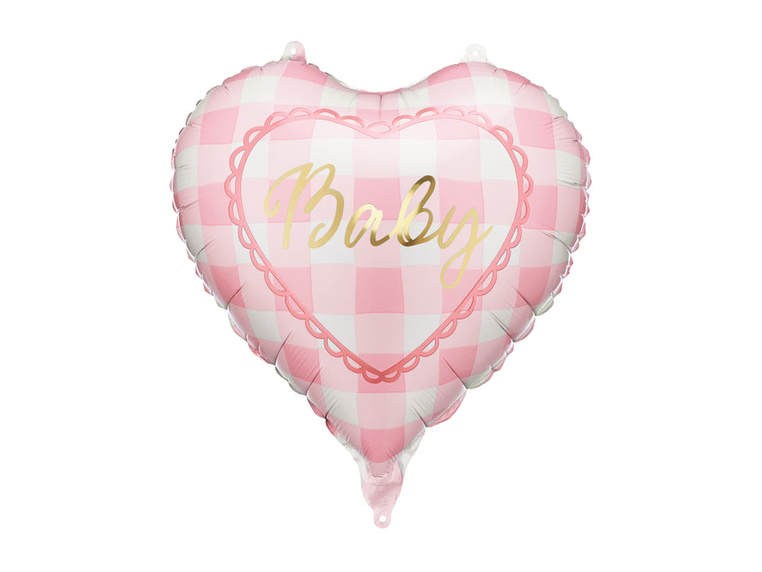 Globo de foil corazón Bebé, 35 cm, rosa claro
