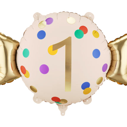 Globo de aluminio Candy 1 año, 61x37 cm, mezcla