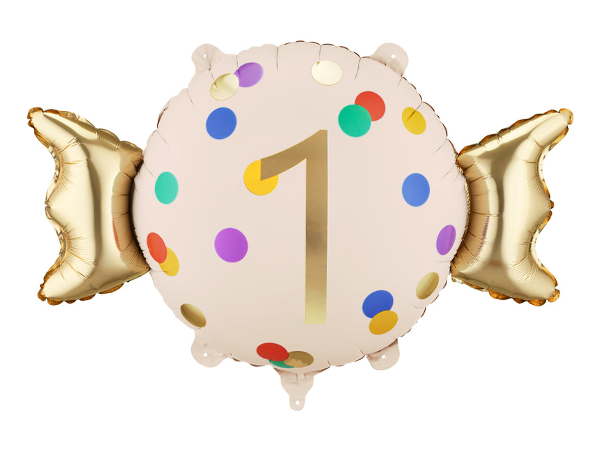 Globo de aluminio Candy 1 año, 61x37 cm, mezcla