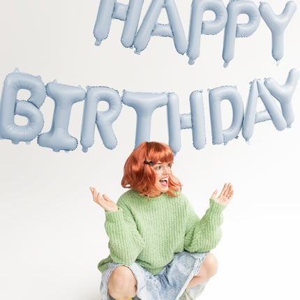 Globo Letra Feliz Cumpleaños Azul 3.4m