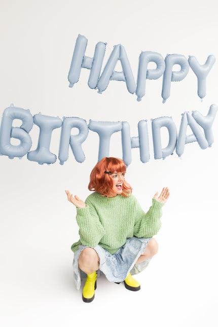 Globo Happy Birthday, 340x35cm, azul