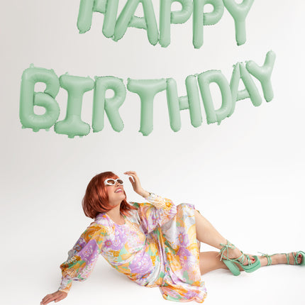 Globo Letra Feliz Cumpleaños Verde Menta 3.4m