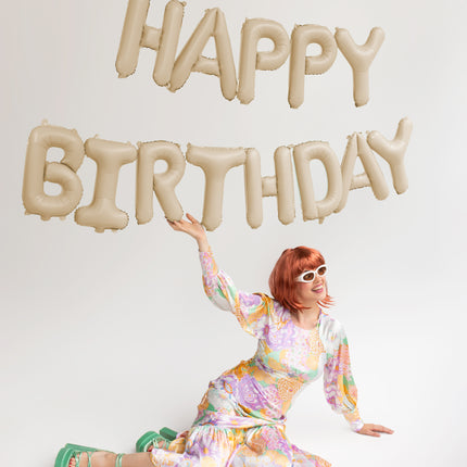 Globo Letra Feliz Cumpleaños Beige 3.4m