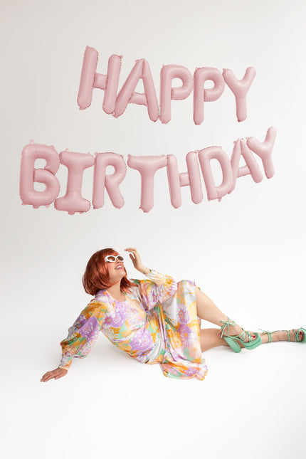 Globo Happy Birthday 340x35cm rosa
