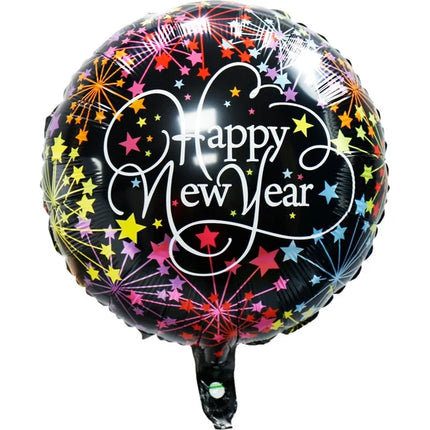 Globo de helio de Año Nuevo, negro con estrellas, sin gas, 45 cm