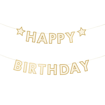 Guirnalda Letra Feliz Cumpleaños Oro Blanco 3m