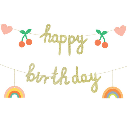 Guirnalda Letra Feliz Cumpleaños Oro Con Cinta 2m