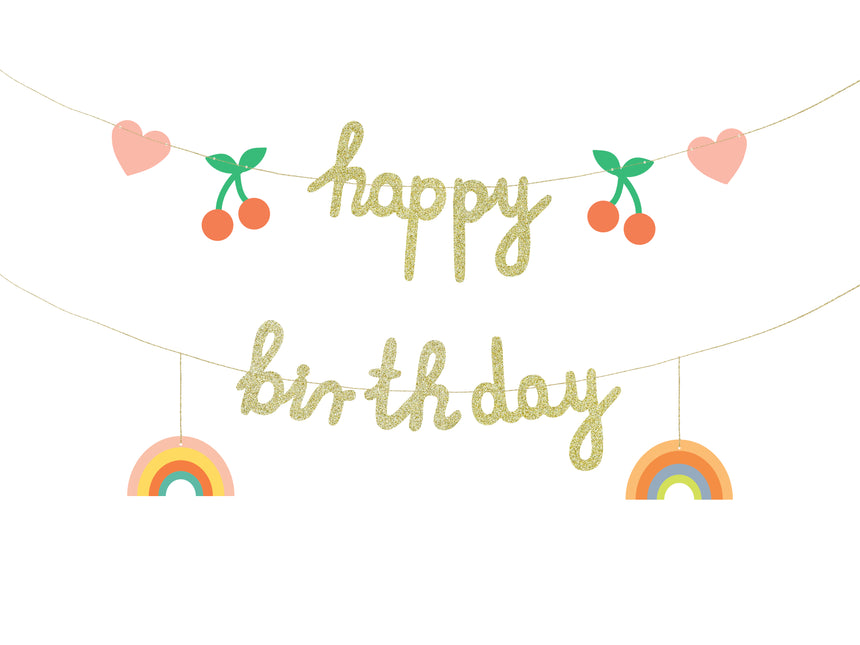 Guirnalda Letra Feliz Cumpleaños Oro Con Cinta 2m