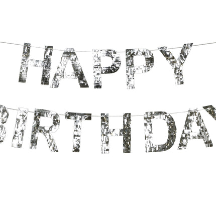 Guirnalda Letra Feliz Cumpleaños Plata 2,2m