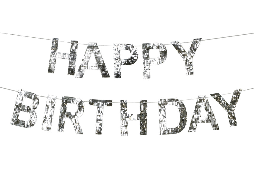 Guirnalda Letra Feliz Cumpleaños Plata 2,2m