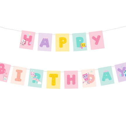 Honda de cartas Feliz Cumpleaños Casa de muñecas de Gabby, 180 x 15 cm