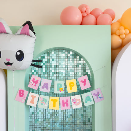 Honda de cartas Feliz Cumpleaños Casa de muñecas de Gabby, 180 x 15 cm