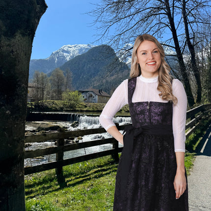 Vestido Dirndl Negro Oktoberfest Señoras Encaje