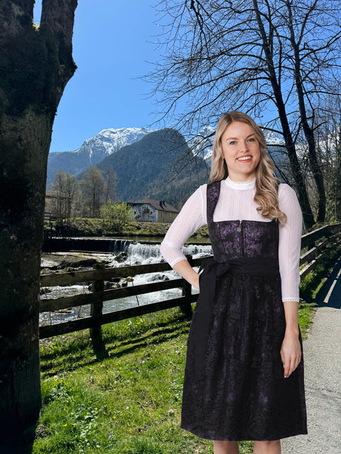 Vestido Dirndl Negro Oktoberfest Señoras Encaje