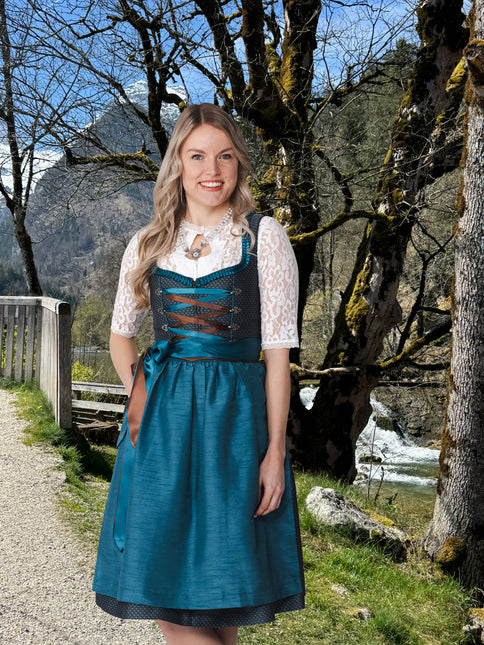 Vestido Dirndl Gris Oktoberfest Mujer 2 piezas