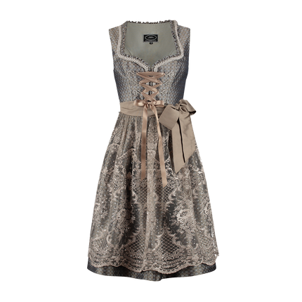 Vestido Dirndl Marrón Oktoberfest Mujer Flores 2 piezas