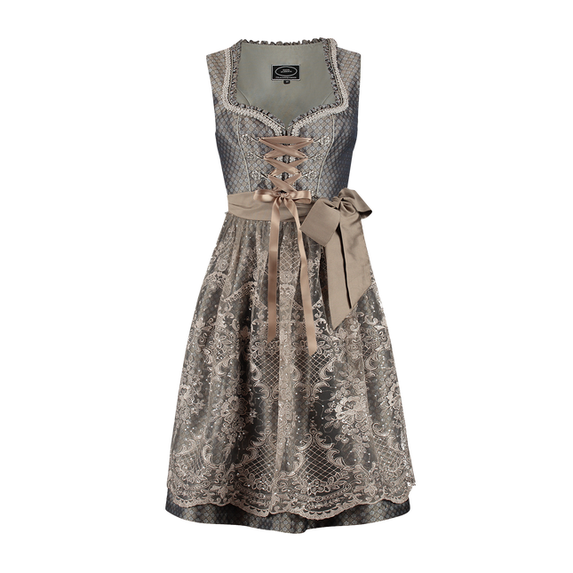 Vestido Dirndl Marrón Oktoberfest Mujer Flores 2 piezas