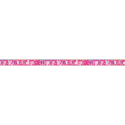 Banderola Feliz 1er Cumpleaños Rosa 3.65m