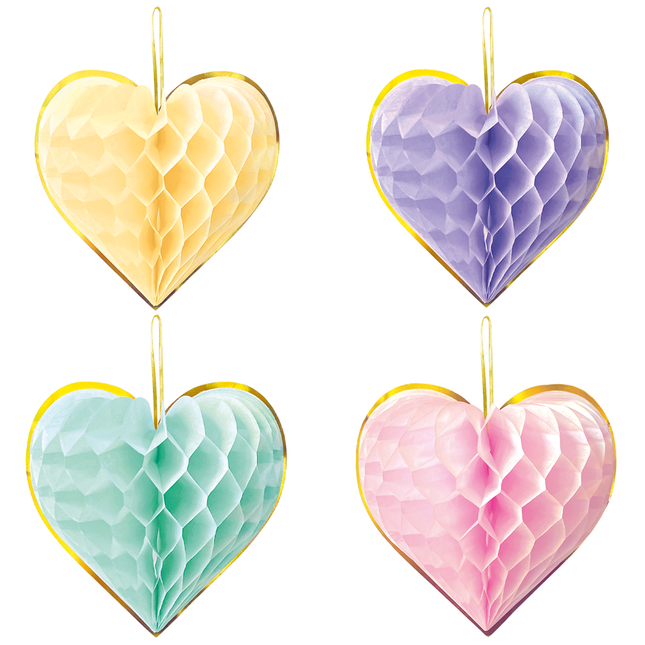 4 Panales Papel astd 23cm - Acuarelas Corazones