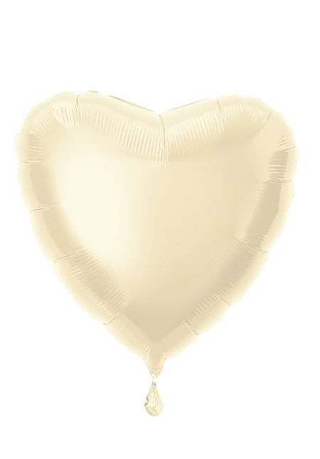 Globo Corazón Sólido 18", Empaquetado - Marfil