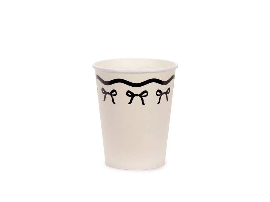 Tazas Blancas y Negras Lazo 220ml 6pcs