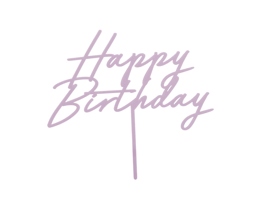 Feliz Cumpleaños Adorno para tarta Morado 16.5cm