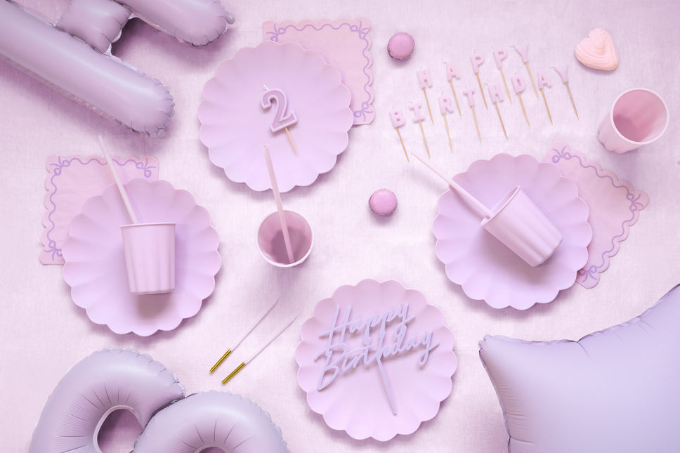 Feliz Cumpleaños Adorno para tarta Morado 16.5cm
