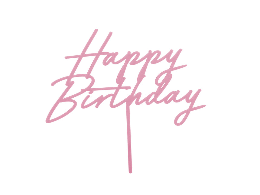 Feliz Cumpleaños Adorno para tarta Rosa 16.5cm