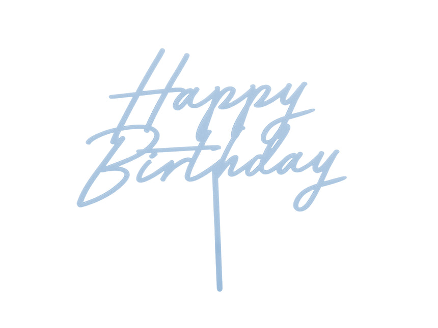 Feliz Cumpleaños Adorno para tarta Azul 16,5cm