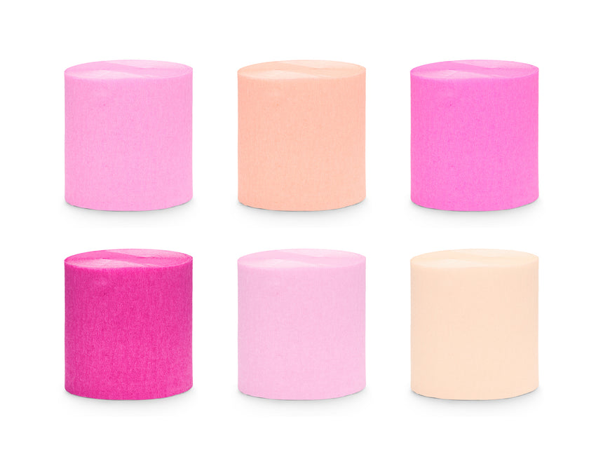 Papel crepé rosa 10m 6uds