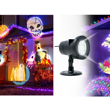 Proyector Figuras Halloween Y Navidad Incluye 12 Diapositivas