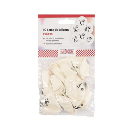 Globos de fútbol blancos, 30 cm, 10 unidades