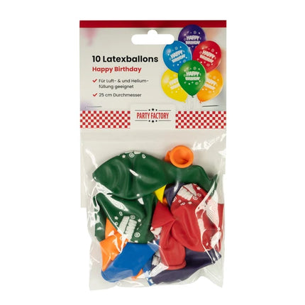 Globos de colores «Happy Birthday», 30 cm, 10 unidades